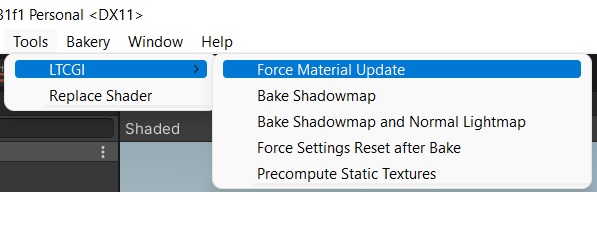 Force Material Update with button in Unity toolbar