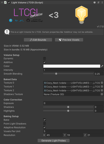 Screenshot of an LTCGI Light Volume component